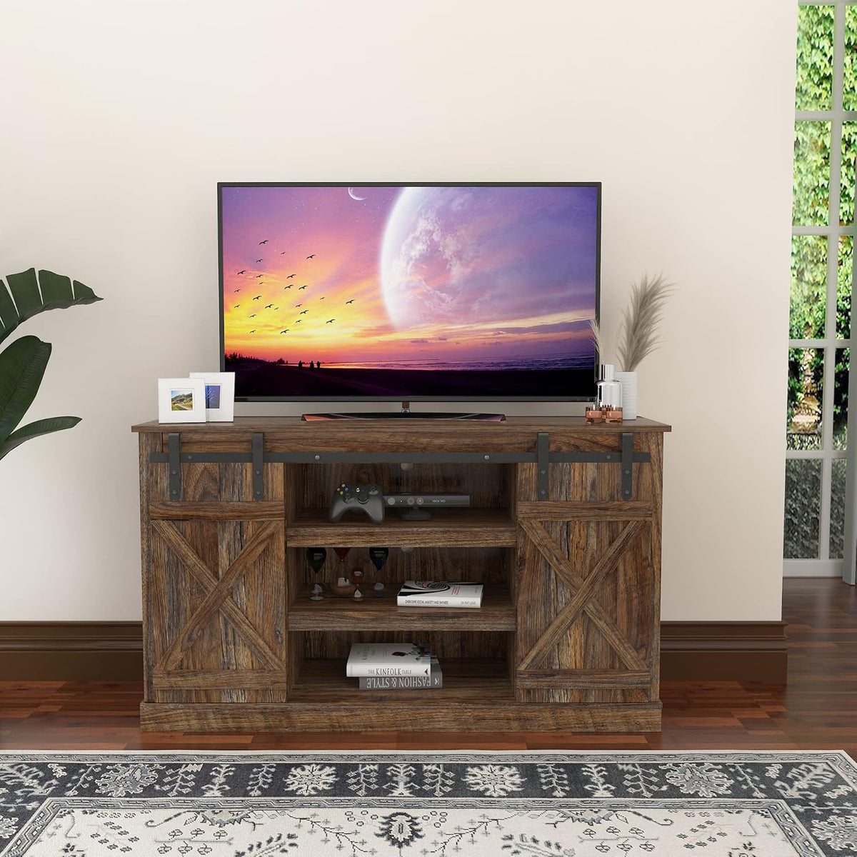 Dark Brown Wood Grain TV Stand B918