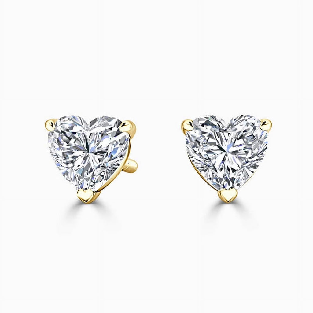 18K Yellow Gold Heart Cut Moissanite Stud Earrings C981882