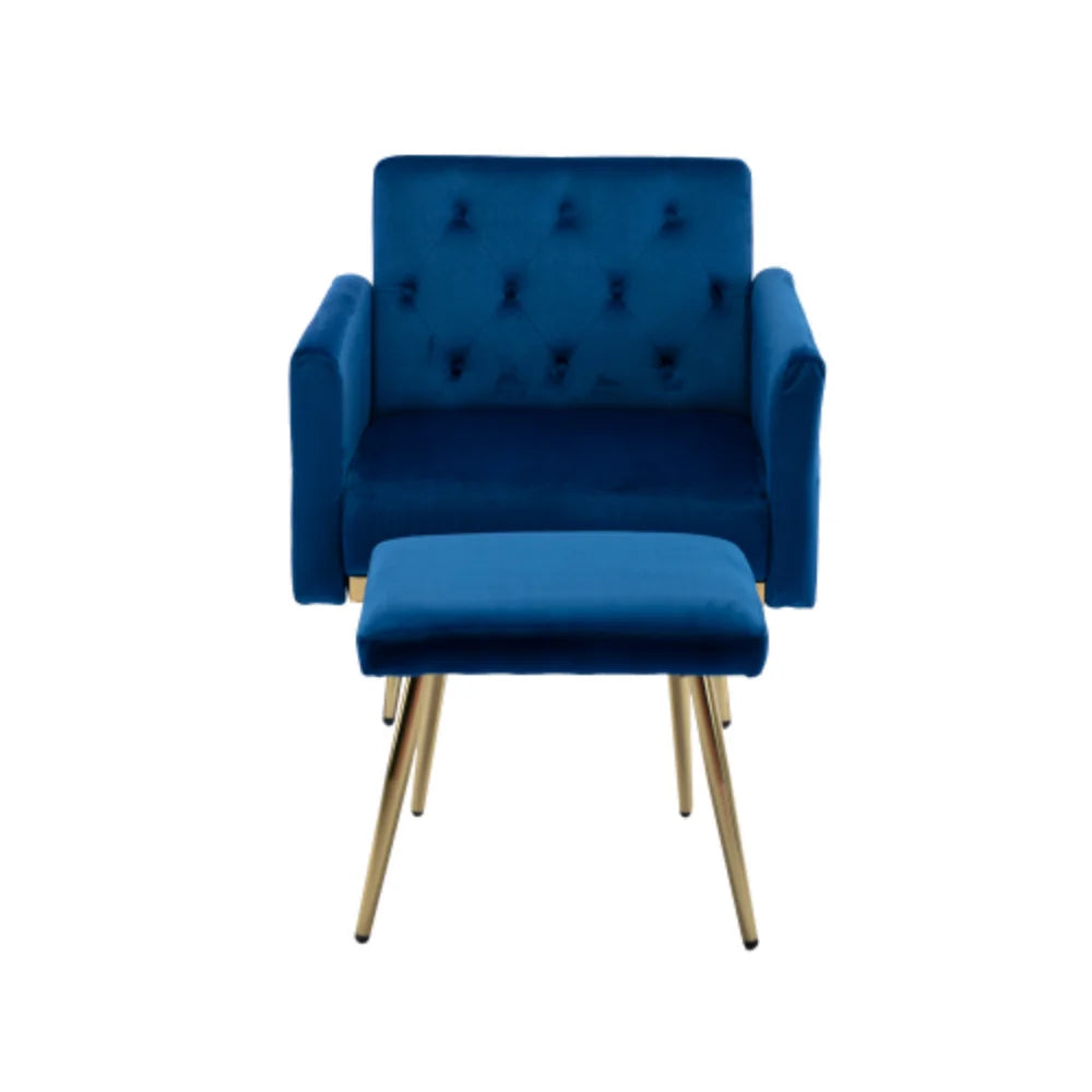 Navy Velvet Accent Chair with Ottoman U442