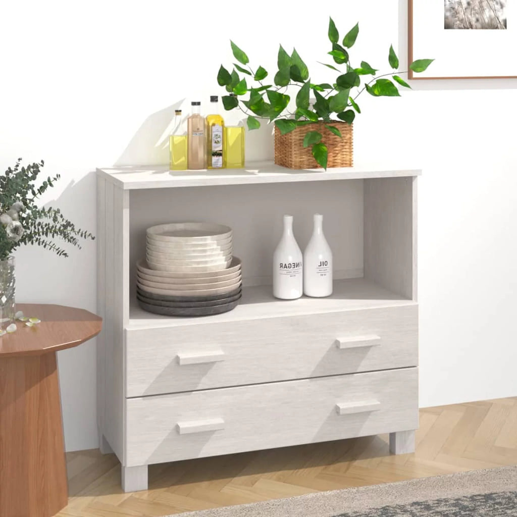 White Solid Wood Pine Sideboard A76691