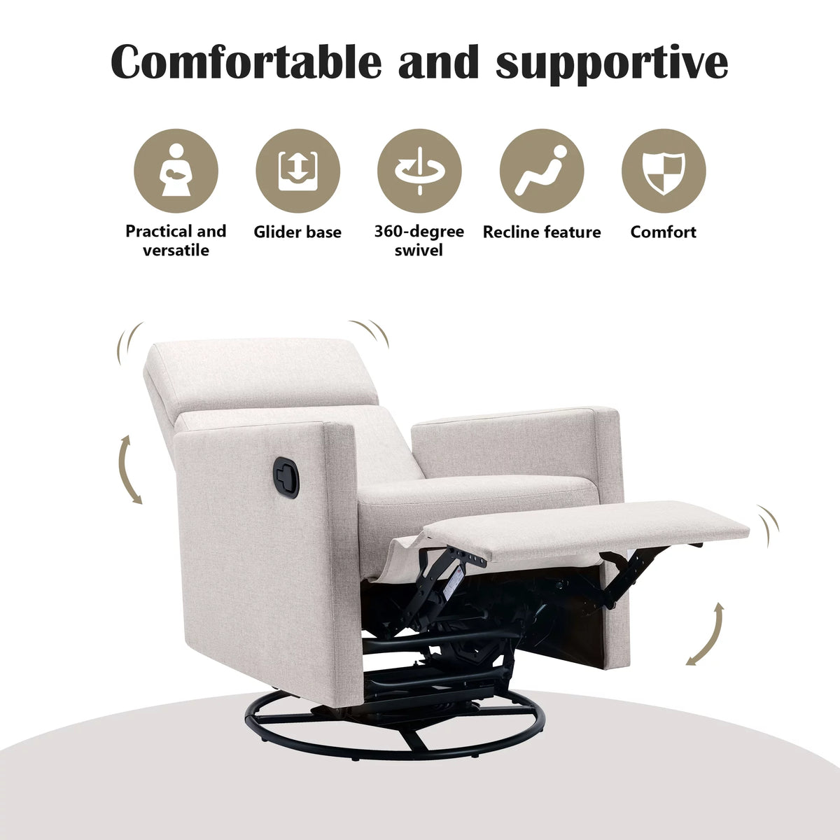 Tan Upholstered Swivel Recliner Chair X359