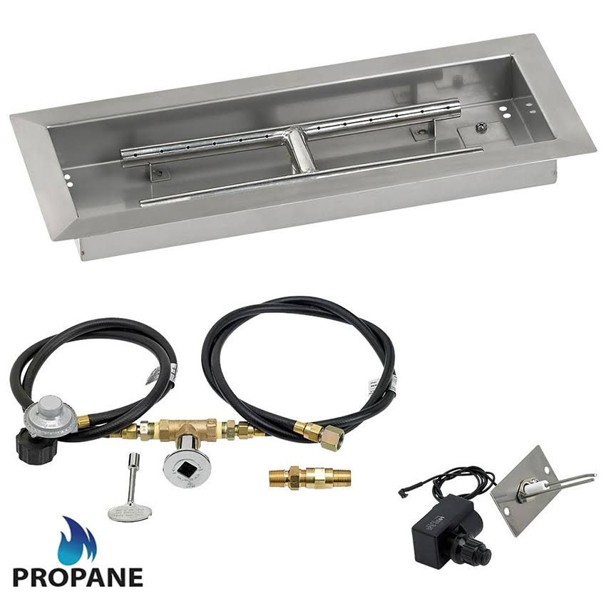 18x22 Rectangular Stainless Steel Drop in Firepit Pan with Spark Ignition Kit K8923
