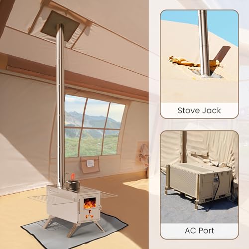 Inflatable Tent with Hand Pump and Stove Jack, Waterproof Oxford, 4-6 Person Q272