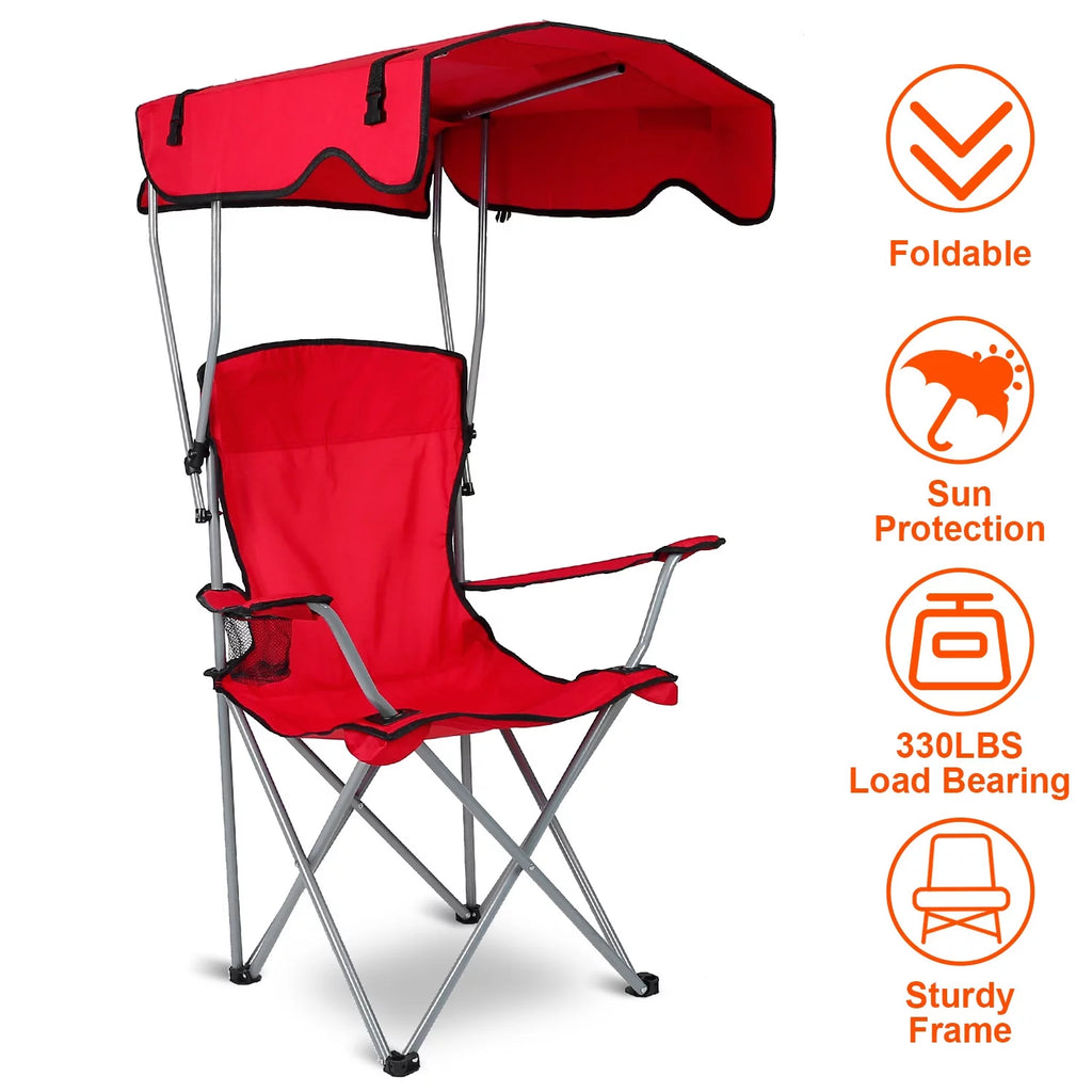 Foldable Canopy Chair with Cup Holder Red O3934