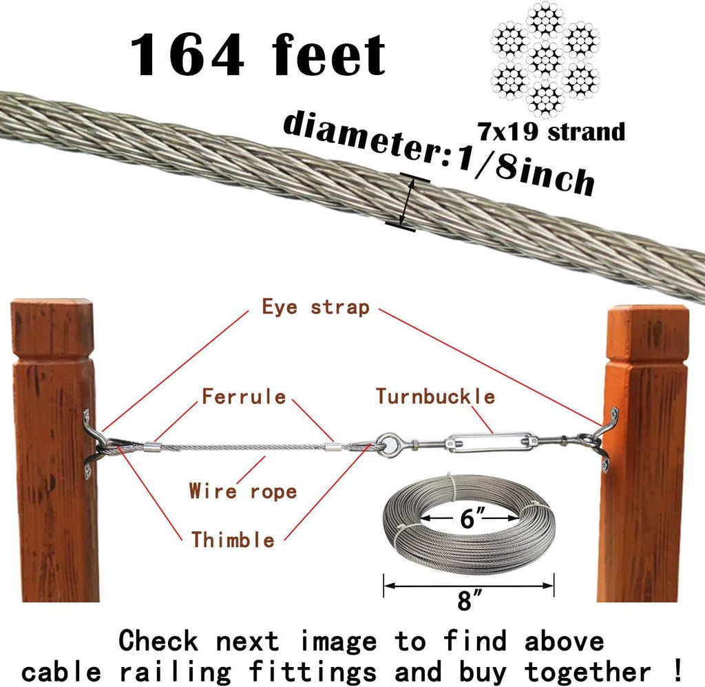 165Feet 5/32 Stainless Steel Wire Rope Y89919