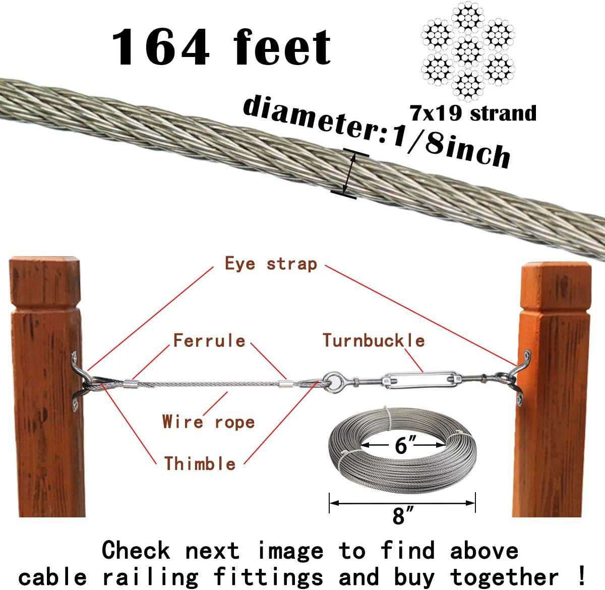 165Feet 5/32 Stainless Steel Wire Rope Y89919