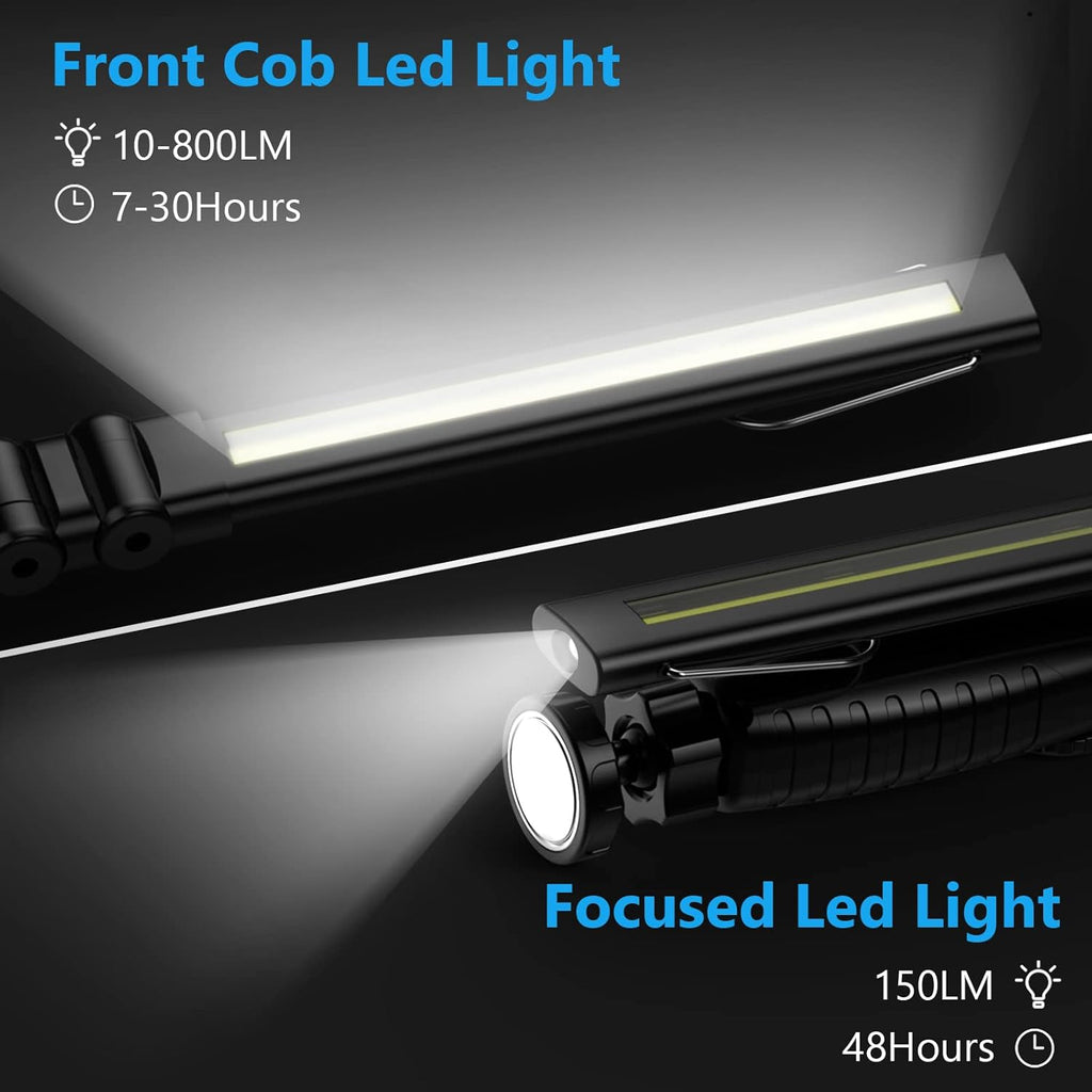 800 Lumens Foldable Rechargeable LED Work Light with Magnetic Base 4 Pack B404522
