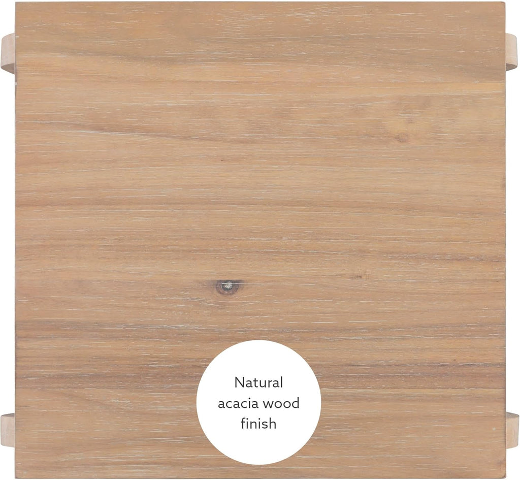 Natural Wooden Side Table with Curved Legs and Two Display Shelves D5472