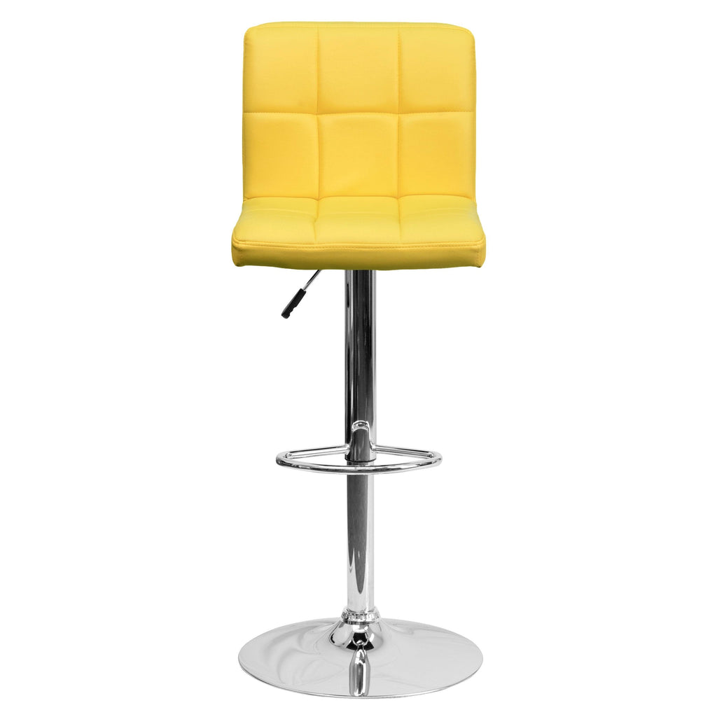 Green Quilted Vinyl Adjustable Height Barstool Set of 2 L94512