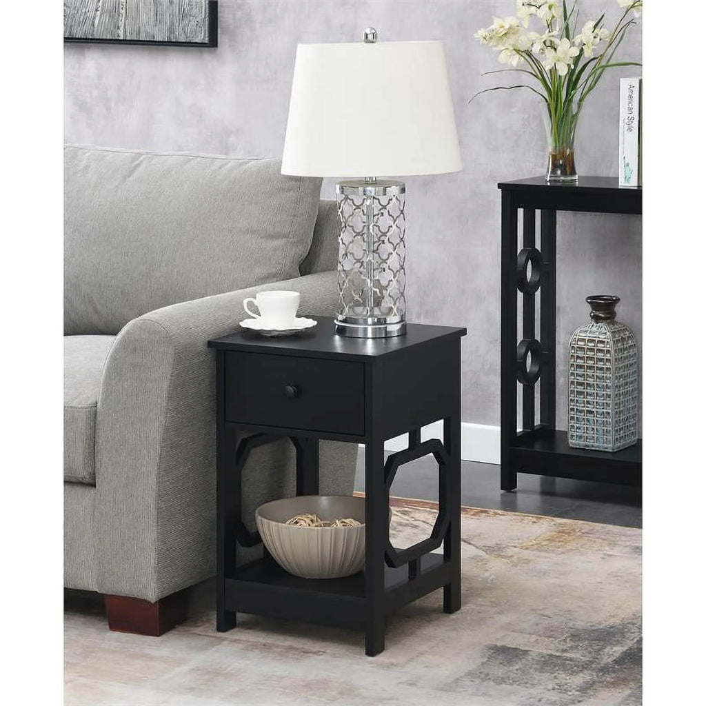 Black One-Drawer End Table Set of 2 D3260