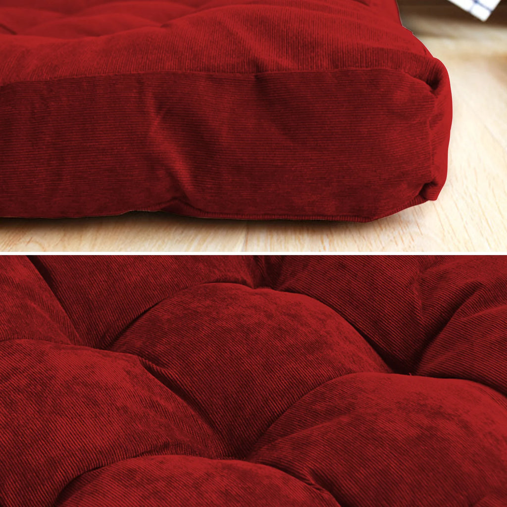 22 Inch Square Cotton Floor Pillow, 2Pcs Wine Red N675880