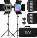 RGB LED Video Light with 2 Light Boxes, 360° Full Color Video Lighting Panel, 2 Packs Photography Lighting Kit B338