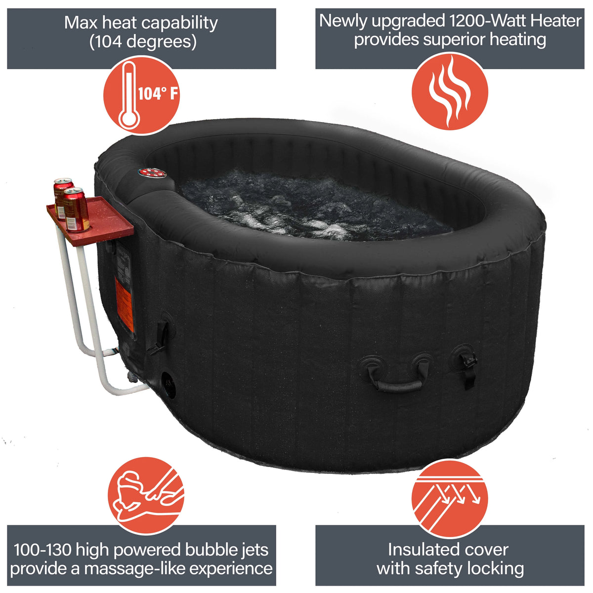 145 Gallon 2 Person Brown Oval Inflatable Hot Tub N648