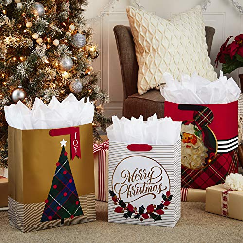 Christmas Gift Bag Assortment, 8 Bags Red and Green M898