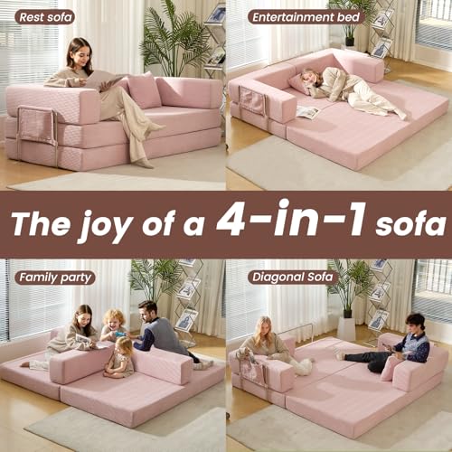 Off White Corduroy Modular Floor Couch J133873