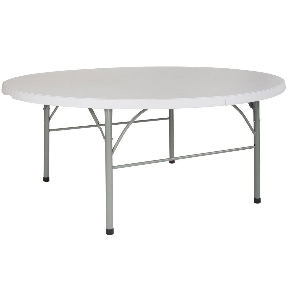 6-Foot Round Bi-Fold Granite White Plastic Folding Table X816406