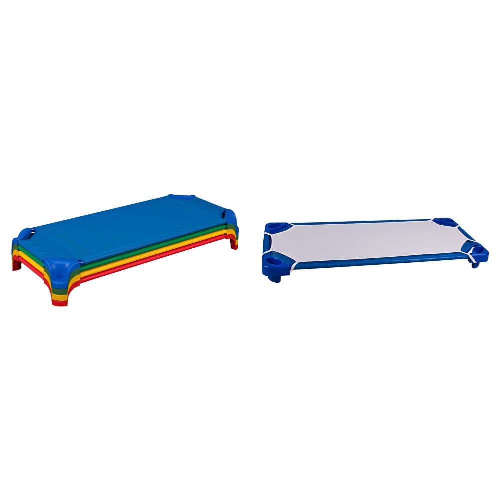 Blue Stackable Daycare Cot with Easy Lift Corners V336914