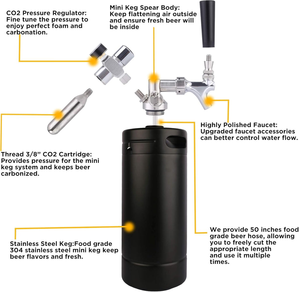 128oz Pressurized Stainless Steel Mini Keg with Cooler Jacket S56370
