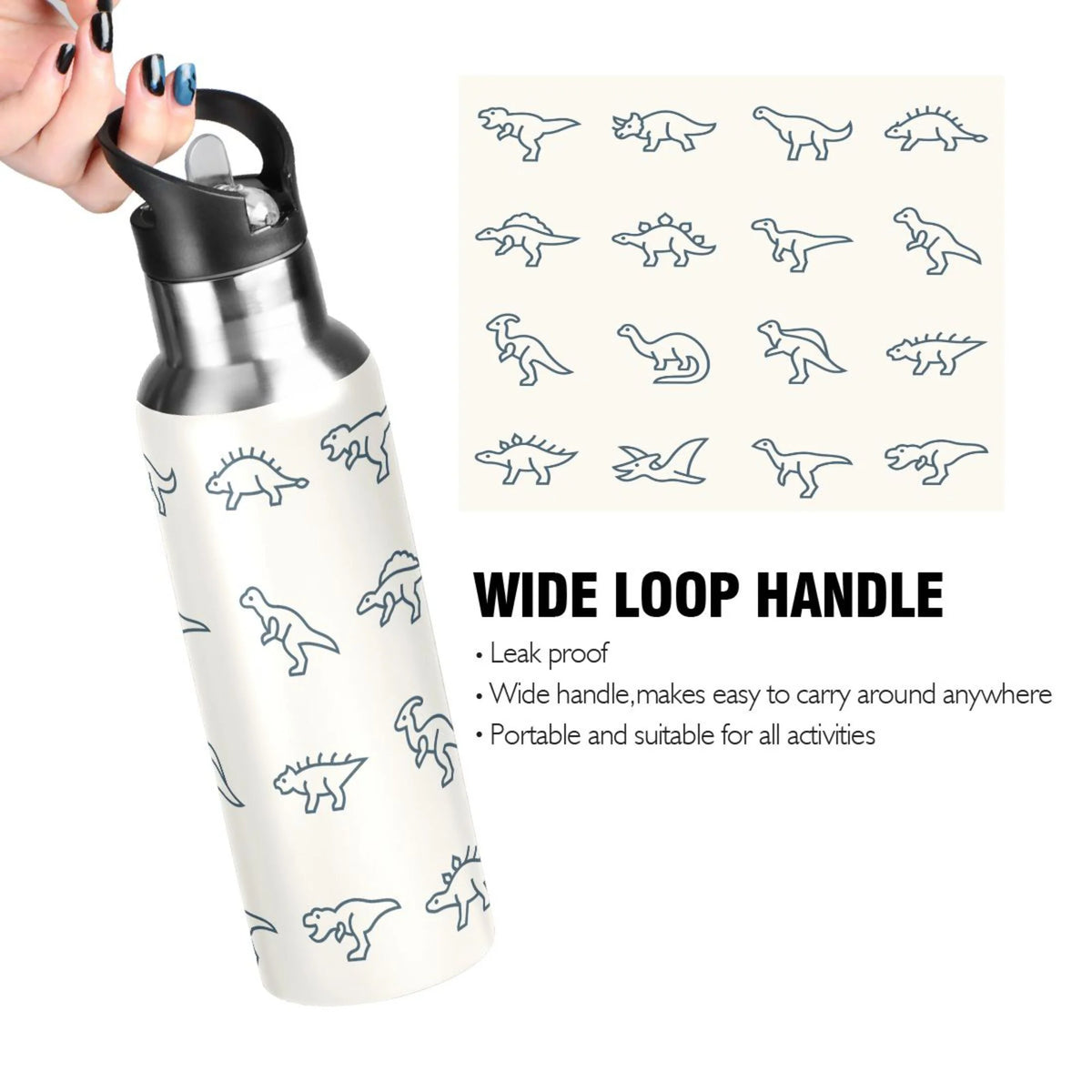 Stainless Steel Water Bottle with Straw Lid Vacuum Insulated Leak Proof Flask 20 OZ Y434634