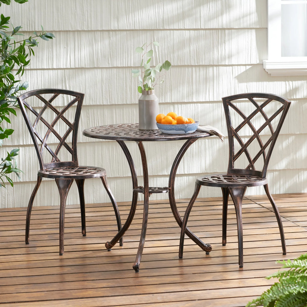 Modern Outdoor Cast Aluminum 3 Piece Bistro Set U41894