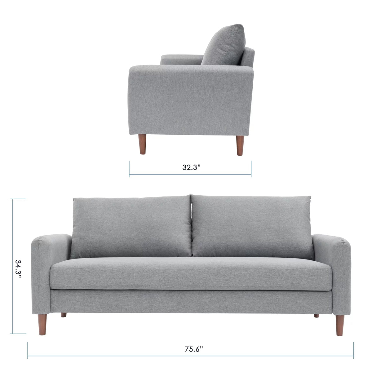 Light Grey Sofa with Curved Arms X711381