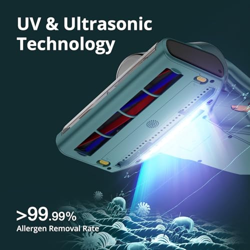 Mattress Vacuum Cleaner with UV-C & Ultrasonic & 5s Quick Heating, 16Kpa Suction 480W Handheld Vacuums with HEPA T1300