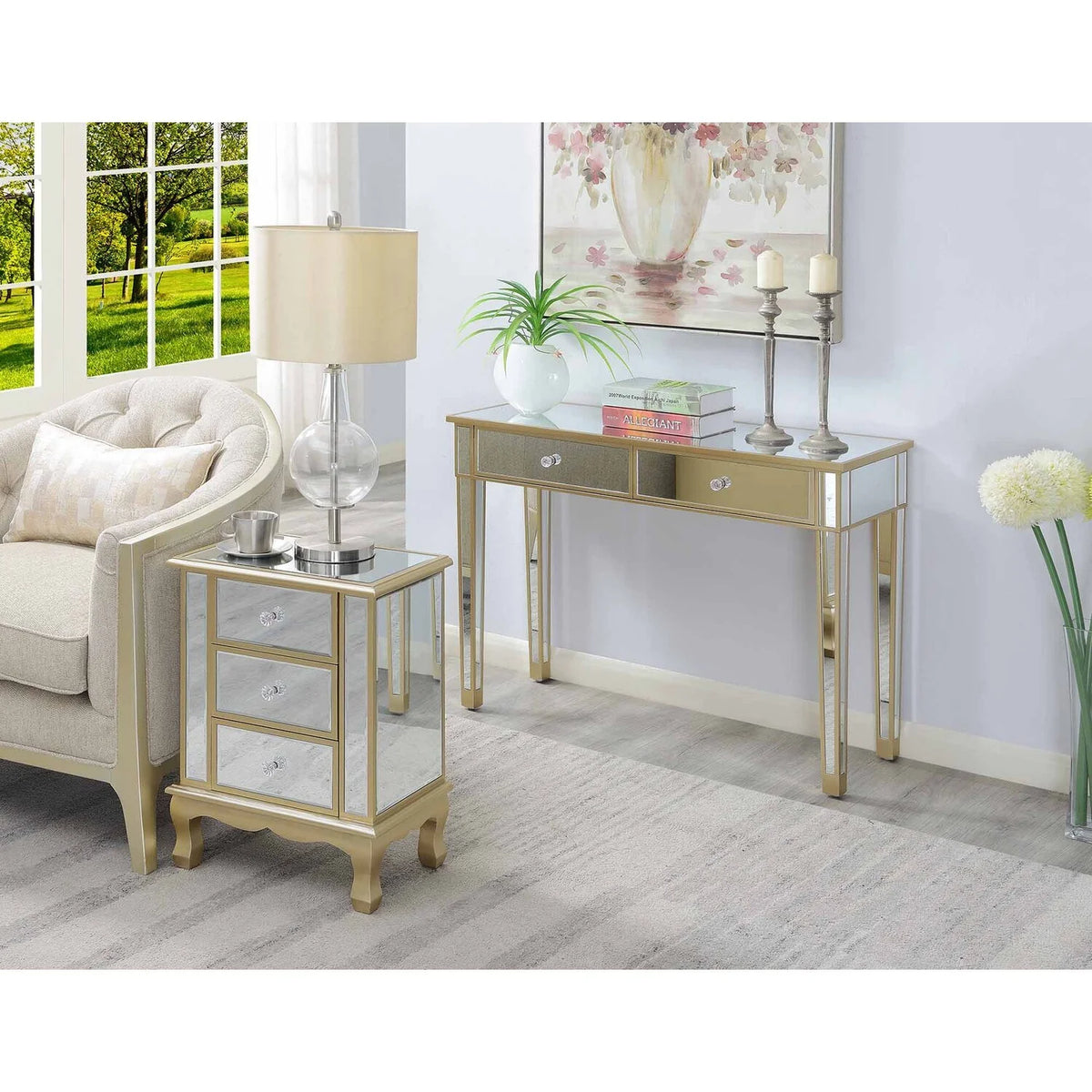 3 Drawer Mirrored End Table B93518