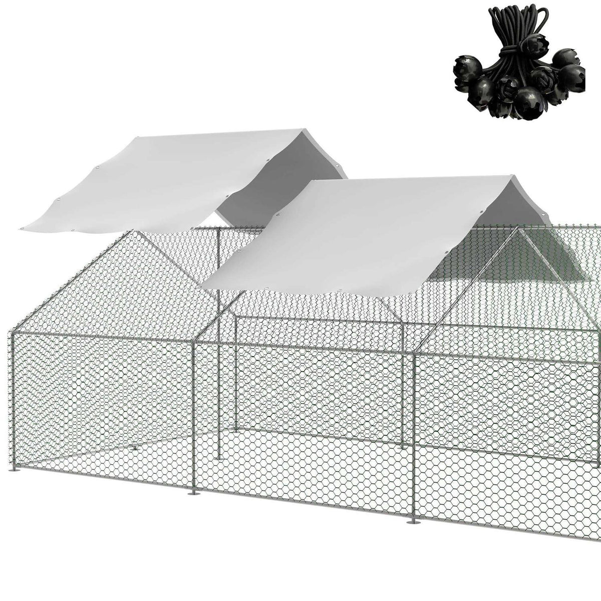 Outdoor Metal Chicken Coop Cover with Ball Bungees W2465