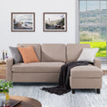 Linen Fabric Convertible L-Shaped Sectional Sofa Dark Gray U4440