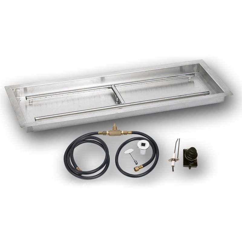 18x22 Rectangular Stainless Steel Drop in Firepit Pan with Spark Ignition Kit K8923