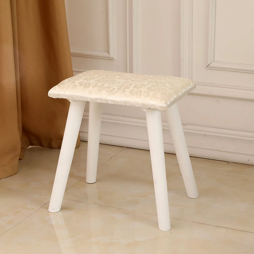 White Wooden Dressing Table with Lighted Mirror and Cushioned Stool M233