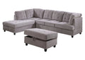 Corduroy L Shape Sectional Sofa with Storage Ottoman N859812