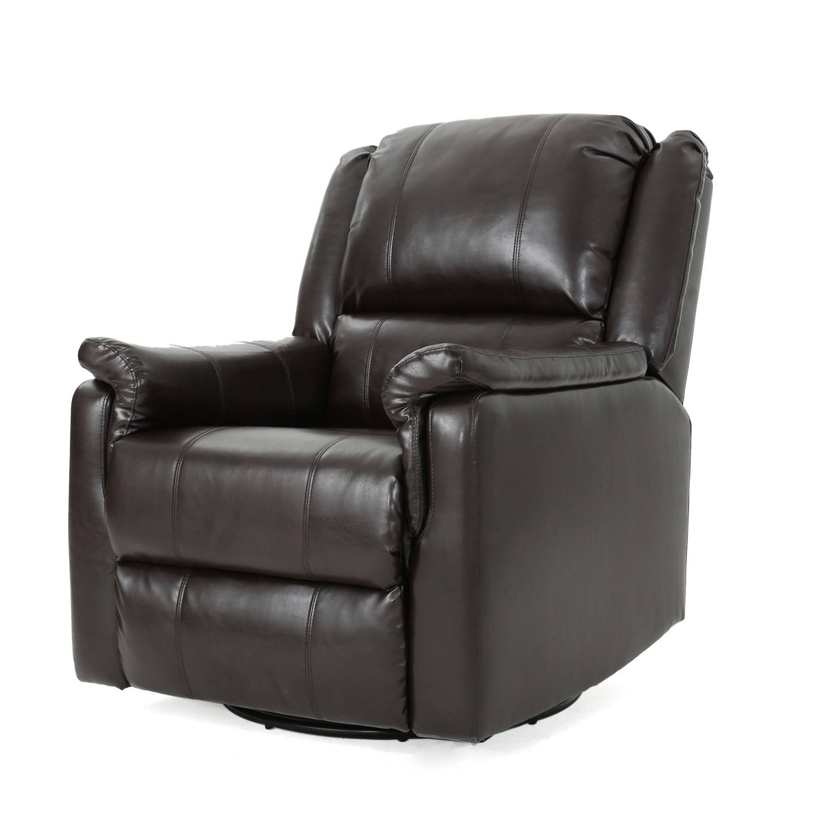 Tufted Brown Leather Swivel Gliding Recliner Chair B33950