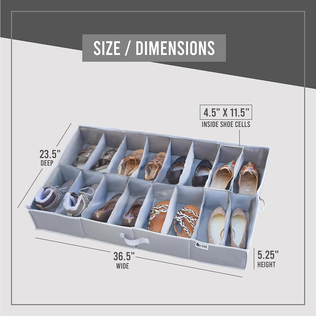 Extra Large Underbed Shoe Storage Organizer, Set of 2 Gray C212613