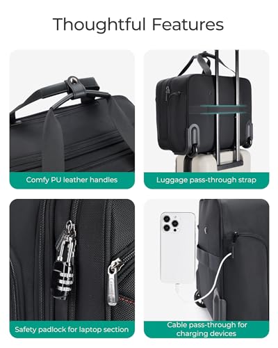 Black Rolling Laptop Bag with Wheels for 17.3 Inch Laptop U77569