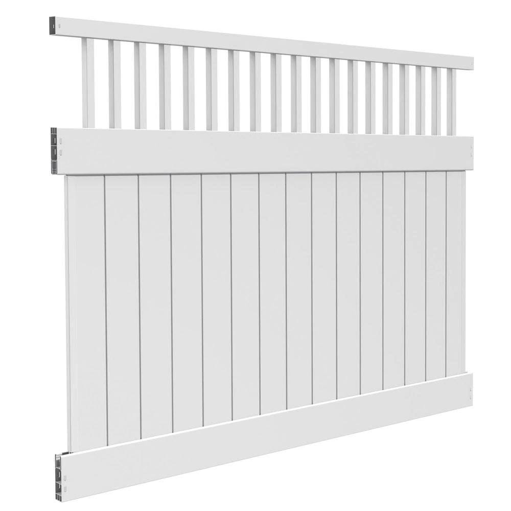 White Vinyl Closed Picket Top Fence Panel H221