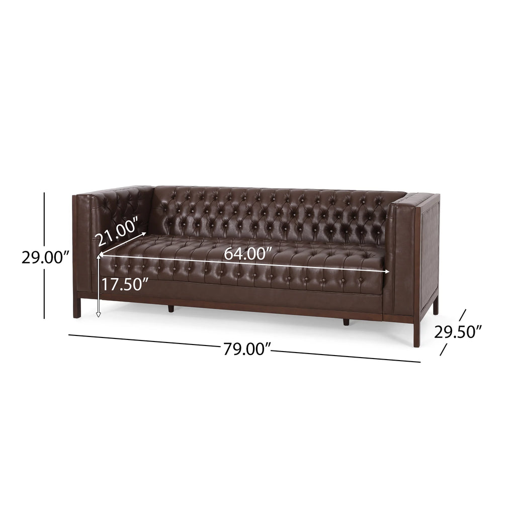 Dark Brown Faux Leather Sofa U1606