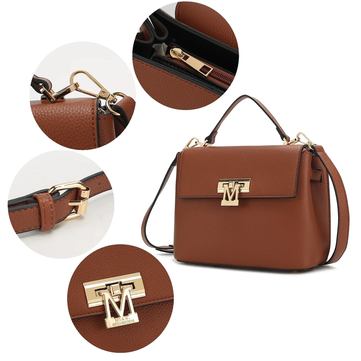 Black Vegan Leather Satchel & Wristlet Wallet A238