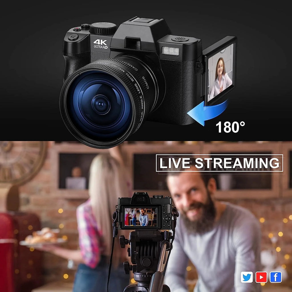 4K Ultra HD 48MP Digital Camera with Wide Angle Lens V674