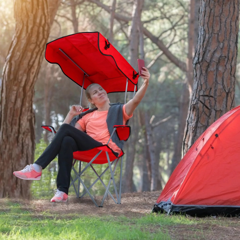 Foldable Canopy Chair with Cup Holder Red O3934