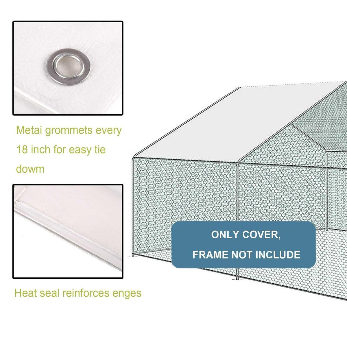 Outdoor Metal Chicken Coop Cover with Ball Bungees W2465