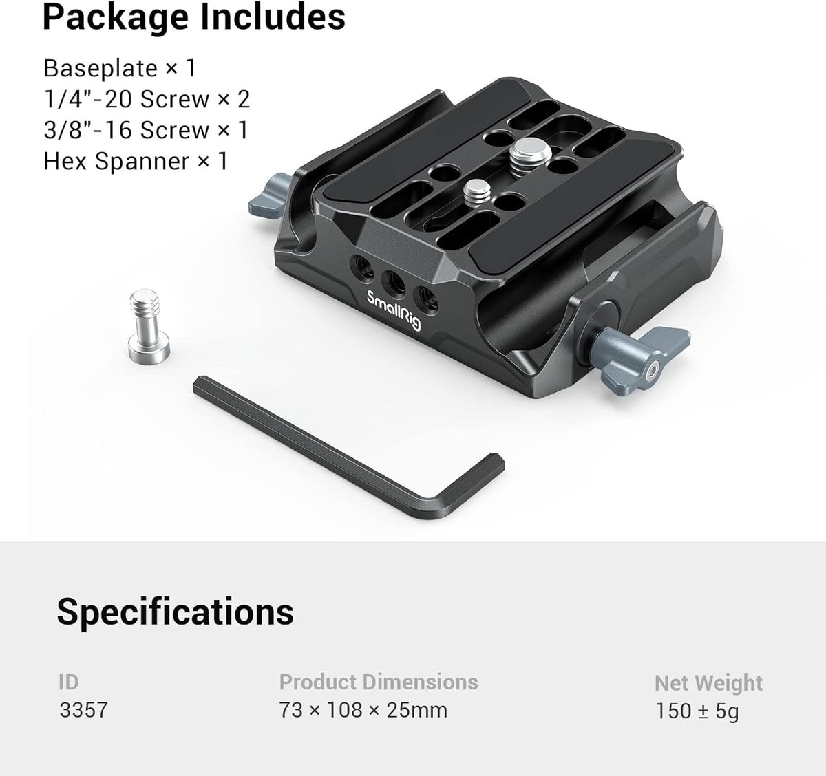 Universal LWS Baseplate with Dual 15mm Rod Clamp Q1237