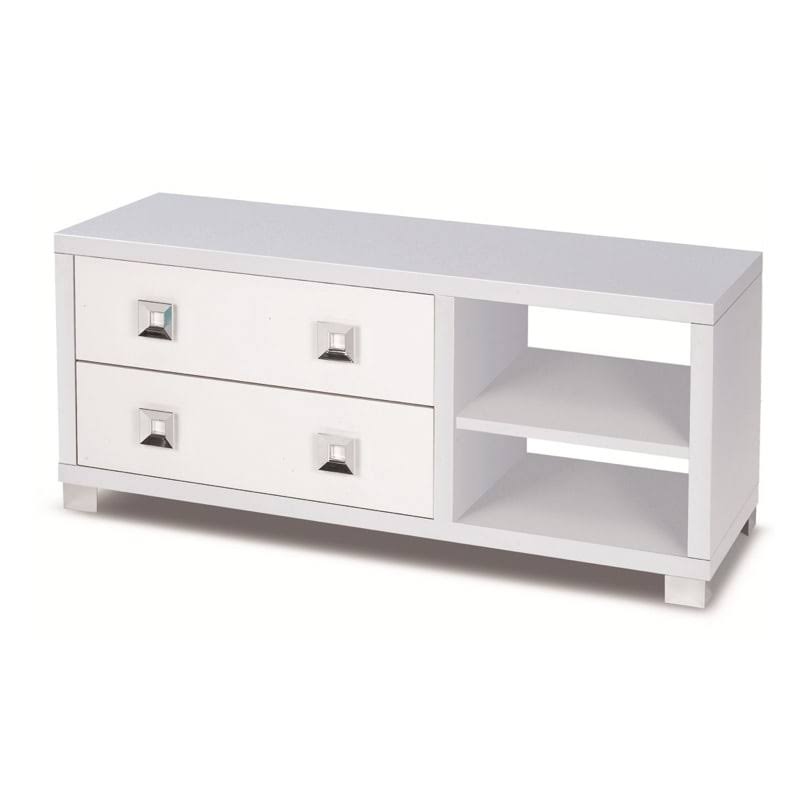 Double 2 Drawer Cabinet Glossy White S663