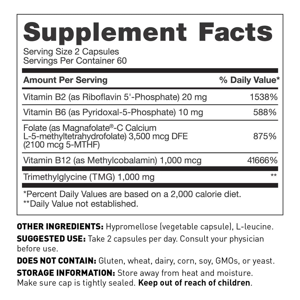 120 capsules Methylation Support Supplement with Folate and Vitamin B12 U6625