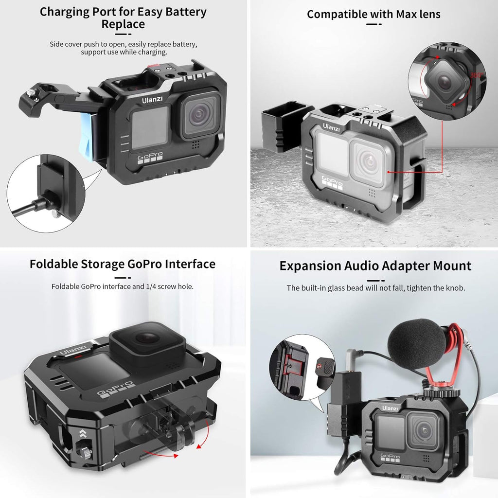 Aluminum Video Case with Cold Shoe Mount for Gopro 9/10 M920812