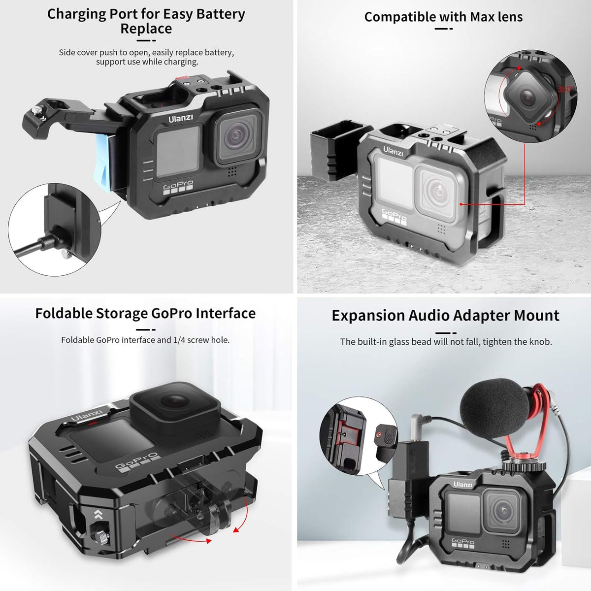 Aluminum Video Case with Cold Shoe Mount for Gopro 9/10 M920812