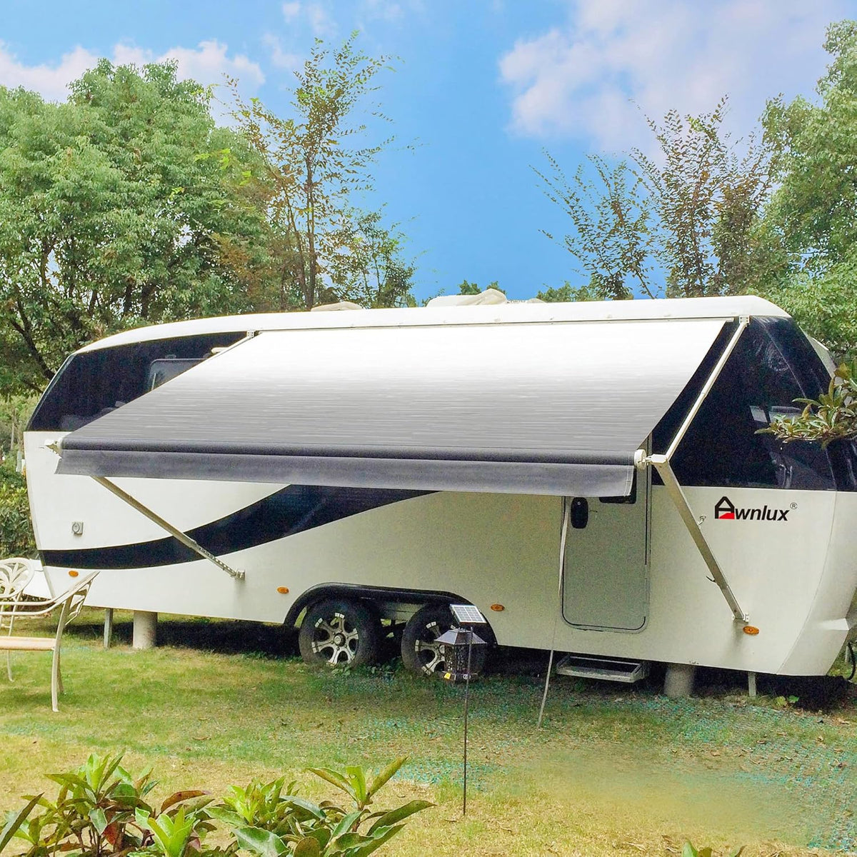 White Manual Retractable RV Awning 20x8 Ft Q2875