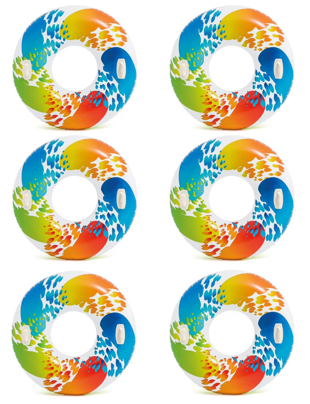 Inflatable 47" Color Whirl Tube Pool Raft with Handles (6 Pack) Y76179