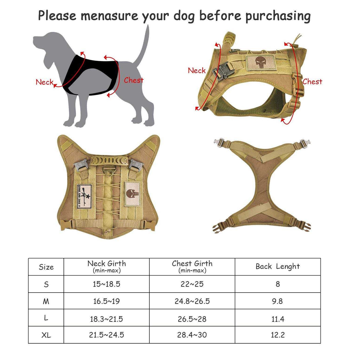 Tactical Service Dog Vest Harness with Rubber Handle D1916