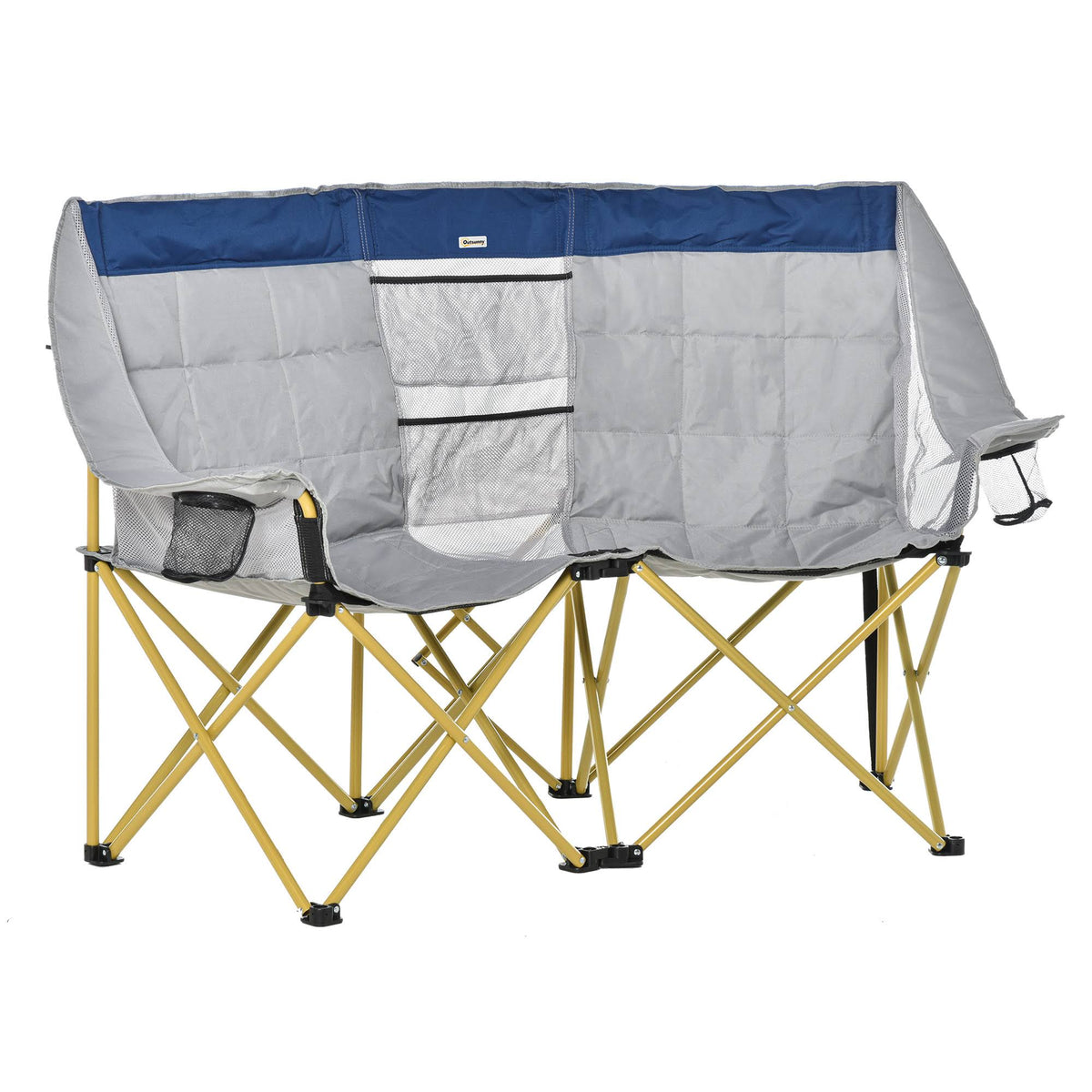 Double Seat Folding Camping Chair with Storage Pocket & Cup Holder H293408